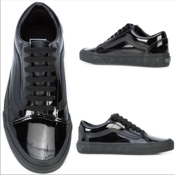 all black leather old skool vans